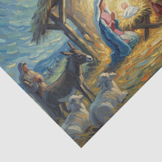 Impressionistische schilderkunst kerststal tissuepapier (Detail)