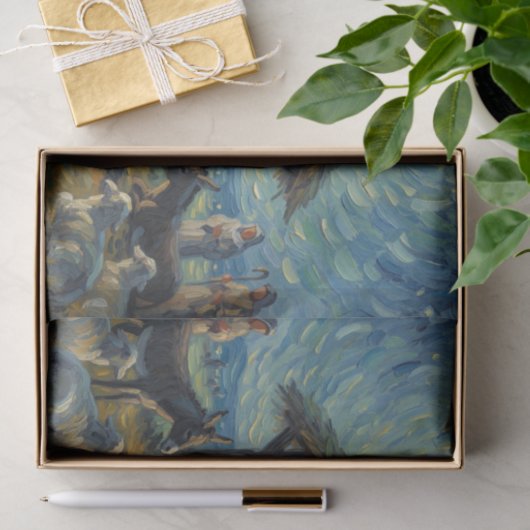 Impressionistische schilderkunst kerststal tissuepapier (Geschenk)