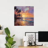 Impressionistische schoonheid: strand, palmen en z poster (Thuiskantoor)