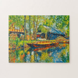 Impressionistische Spreewald-boerderij met houten Legpuzzel