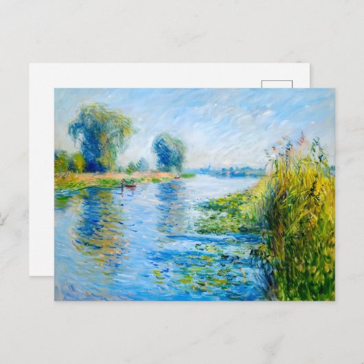 Impressionistische Spring Riverbank met boten Feestdagenkaart (Voorkant / Achterkant)