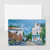 Impressionistische stadslandschap kunst uitnodigin save the date (Voorkant / Achterkant)