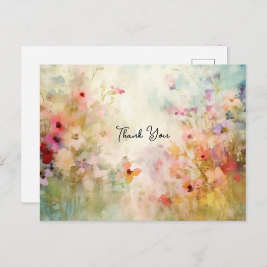 Impressionistische stijl Bloemen Dank u Briefkaart (Voorkant / Achterkant)