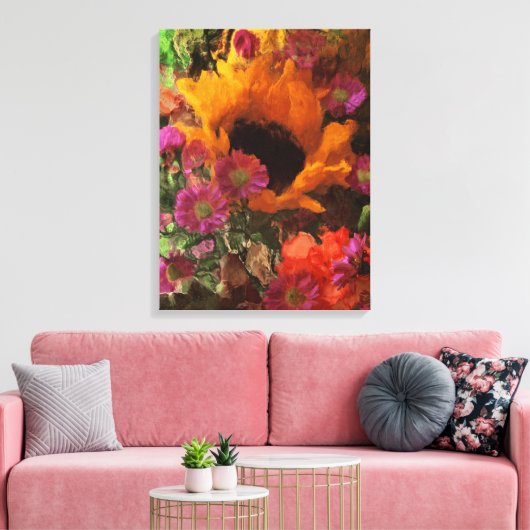 Impressionistische stijl Zonnebloem Canvas Afdruk (Insitu (Woonkamer))