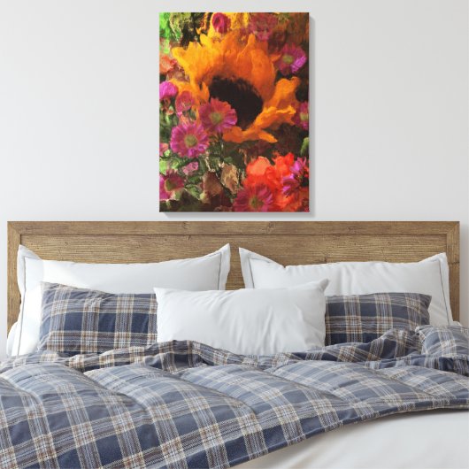 Impressionistische stijl Zonnebloem Canvas Afdruk (Insitu (Slaapkamer))