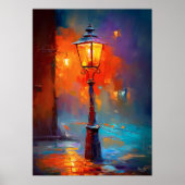 Impressionistische straatlantareernachtschildering poster (Voorkant)
