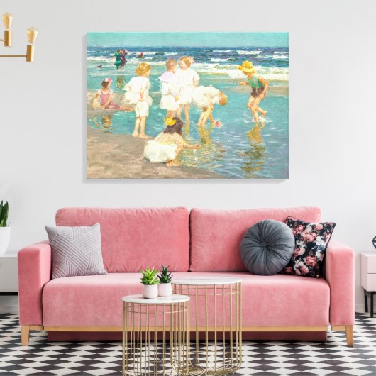 impressionistische strandscene canvas afdruk (Insitu (Woonkamer))