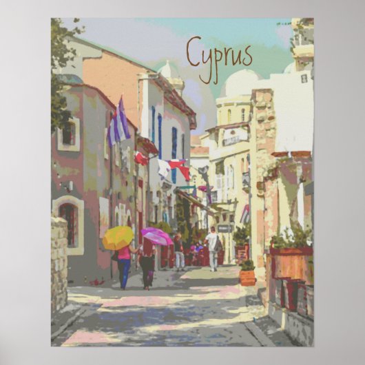 Impressionistische  straten van Cyprus Poster (Voorkant)