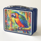 Impressionistische tropische papegaai vogel blauw  (Achterkant)