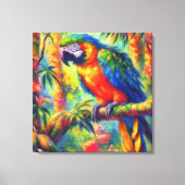 Impressionistische tropische papegaai vogel blauw canvas afdruk (Voorkant)