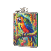 Impressionistische tropische papegaai vogel blauw  heupfles (Links)