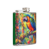 Impressionistische tropische papegaai vogel blauw  heupfles (Rechts)