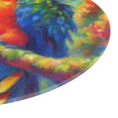 Impressionistische tropische papegaai vogel blauw snijplank (Hoek)