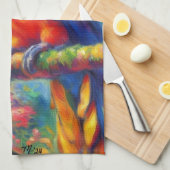 Impressionistische tropische papegaai vogel blauw  theedoek (Quarter Fold)