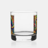Impressionistische tropische papegaai vogel blauw  whisky glas (Links)