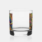 Impressionistische tropische papegaai vogel blauw  whisky glas (Rechts)