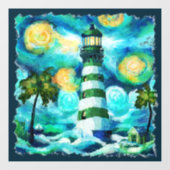 Impressionistische tropische vuurtoren Van Gogh st Raamsticker (Vel)