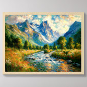 Impressionistische Valley Mountain Trees Stream Poster