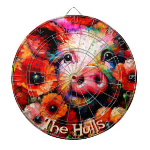 Impressionistische Varken Rode Poppy Bloemen Geper Dartbord