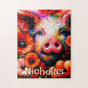 Impressionistische Varken Rode Poppy Bloemen Geper Legpuzzel