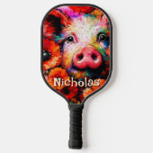 Impressionistische Varken Rode Poppy Bloemen Geper Pickleball Paddle (Achterkant)