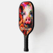 Impressionistische Varken Rode Poppy Bloemen Geper Pickleball Paddle (Links)