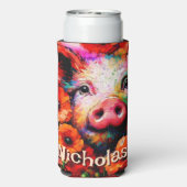 Impressionistische Varken Rode Poppy Bloemen Geper Seltzer Blikjeskoeler (Seltzer Achterkant)