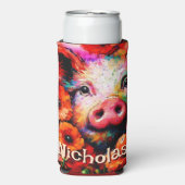 Impressionistische Varken Rode Poppy Bloemen Geper Seltzer Blikjeskoeler (Seltzer Voorkant)