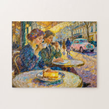 Impressionistische vergadering in vintage café beg