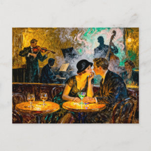 Impressionistische vintage dansbar romance met liv briefkaart