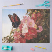 Impressionistische vlinder en roze bloemen Decoupa Tissuepapier (Craft)