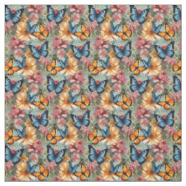 Impressionistische vlinders en bloemen stof
