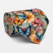 Impressionistische Vlinders en Bloemen Stropdas (Opgerold)