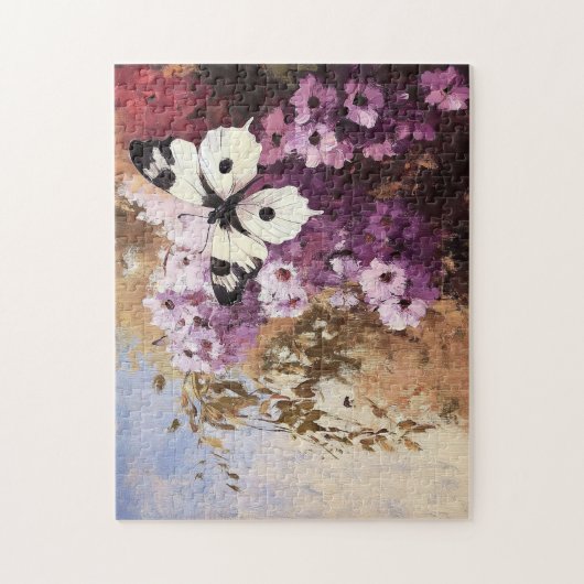 Impressionistische vlindertuin schilderij legpuzzel (Verticaal)