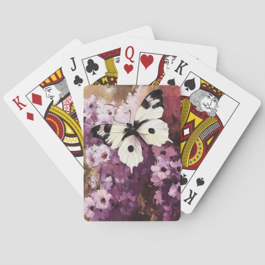 Impressionistische vlindertuin schilderij pokerkaarten (Achterkant)
