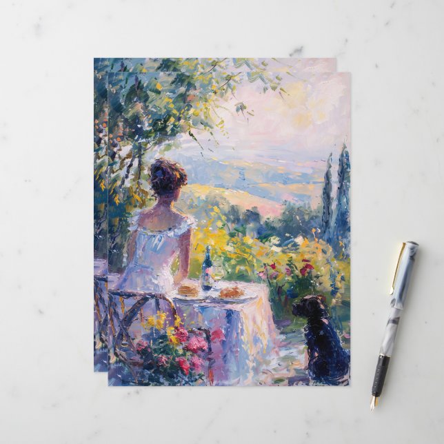 Impressionistische vrouw op een picknick plakboek  (Voorkant / Achterkant in situ)
