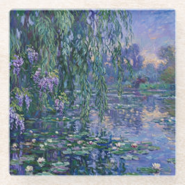 Impressionistische Waterlelies en Treurwilg Glazen Onderzetter