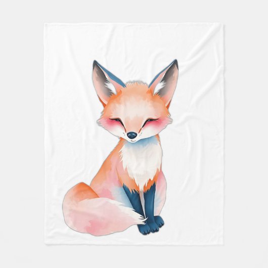 Impressionistische Waterverf Fox met champignons Fleece Deken (Voorkant)