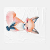 Impressionistische Waterverf Fox met champignons Fleece Deken (Voorkant (Horizontaal))