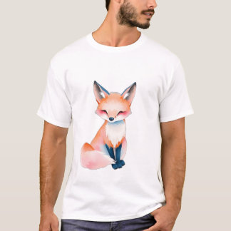 Impressionistische Waterverf Fox met champignons T-shirt