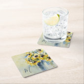 Impressionistische Waterverf Zonnebloemen met Mono Kartonnen Onderzetters (Insitu)