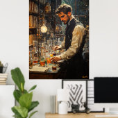 Impressionistische wetenschapper in een laborator poster (Thuiskantoor)