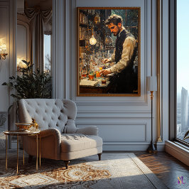 Impressionistische wetenschapper in een laborator poster