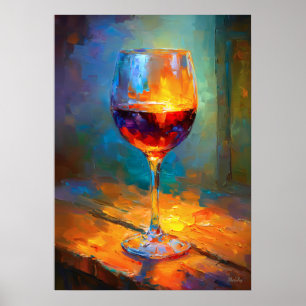 Impressionistische wijn glas schildering wijnliefh poster