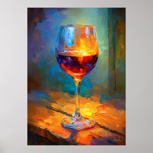 Impressionistische wijn glas schildering wijnliefh poster (Voorkant)