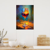 Impressionistische wijn glas schildering wijnliefh poster (Keuken)