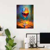 Impressionistische wijn glas schildering wijnliefh poster (Thuiskantoor)
