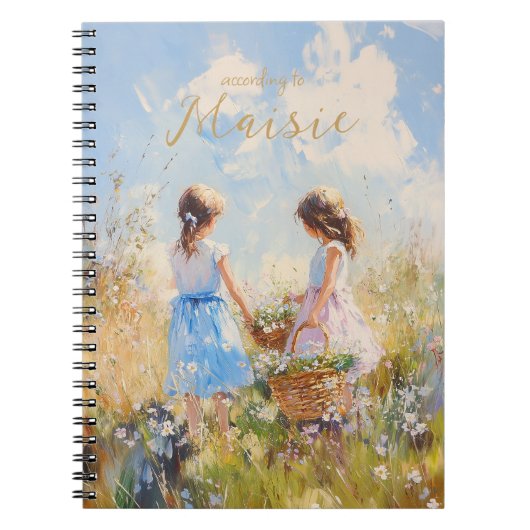 Impressionistische Wildflower Meadow Girls Notitieboek (Voorkant)