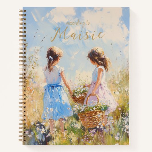 Impressionistische Wildflower Meadow Girls Notitieboek (Voorkant)