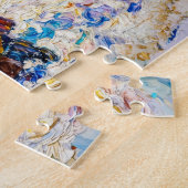 Impressionistische winterplein scène met kinderen  legpuzzel (Zijkant)